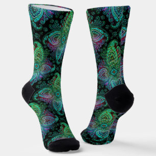 Teal  paisleyCrew Socks