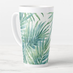 Teal Palm Leaves Latte Mug
