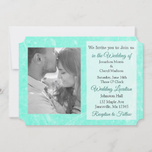 Teal Palm Trees Tropical  Photo Wedding Invites
