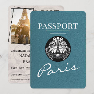 Teal Paris Passport Save The Date