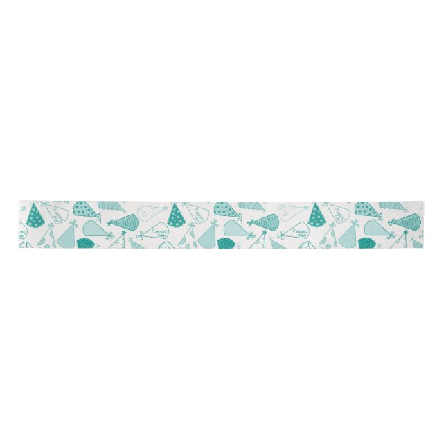 Teal Party Hats Satin Ribbon (Front)