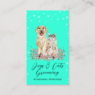 Teal Paw Cat Drop In Visits Business Card
