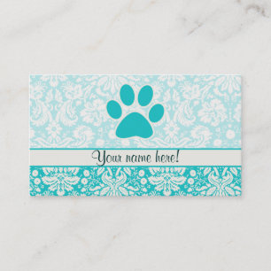 Teal Paw Print Business Card