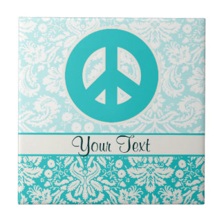 Teal Peace Sign Tile