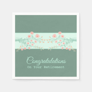 Teal Peach And Pink Floral  Napkin
