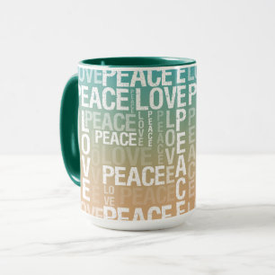 Teal Peach Gold White Peace Love              Mug