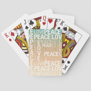 Teal Peach Gold White Peace Love Playing Cards