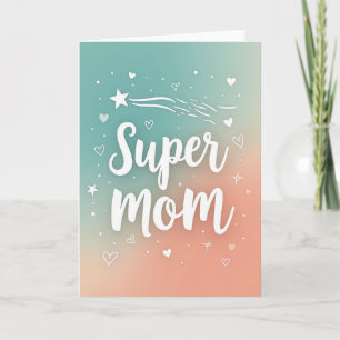 Teal Peach Super Mum Card