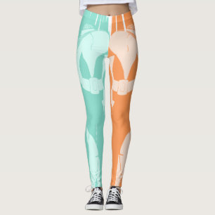Teal Peach - thick chicks Leggings