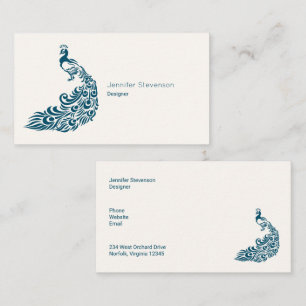 Teal Peacock Bold Stylish Art Deco Design Business Card