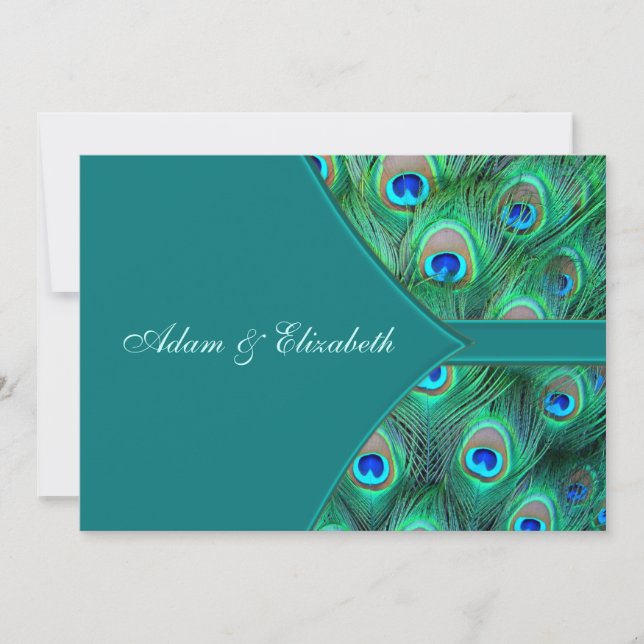 Teal Peacock Elegant Peacock Wedding Invitation (Front)