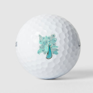 Teal peacock golf balls