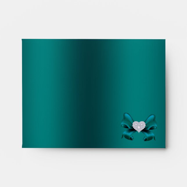 Teal Peacock Note Envelope (Front)