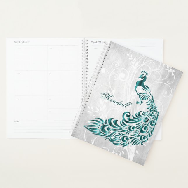 Teal Peacock Personalised Planner (Display)