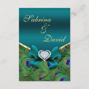 Teal Peacock Reception card