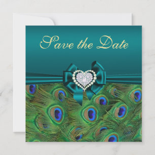 Teal Peacock Save the Date