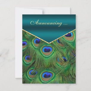 Teal Peacock Wedding Announcement
