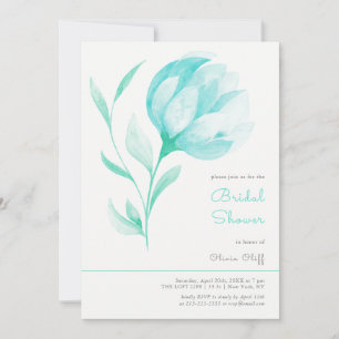 Teal Peonies Bridal Shower Invitation