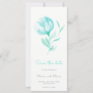 Teal Peonies Save the Date Invitation