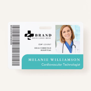 Teal Personalised Medical Employee Photo ID & Logo ID Badge
