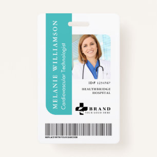 Teal Personalised Medical Employee Photo ID & Logo ID Badge