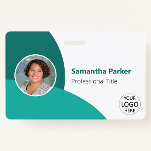 Teal Personalised Photo, Logo, Barcode Employee ID Badge