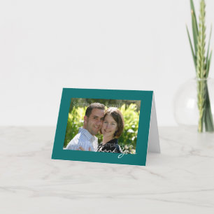 Teal Personalised Photo Wedding Thank You Cards