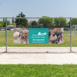 Teal Pet Business Banner with 2 Photos and Logo