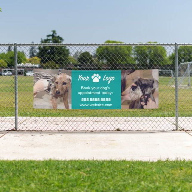 Teal Pet Business Banner with 2 Photos and Logo (Insitu)