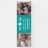Teal Pet Business Banner with 2 Photos and Logo (Vertical)
