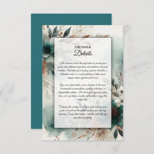 Teal Petals in Bronze Bloom Wedding Enclosure Card