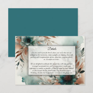 Teal Petals in Bronze Bloom Wedding Enclosure Card
