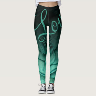 Teal Petals Leggings