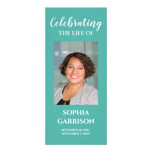 Teal Photo Celebration of Life Memorial Program Rack Card