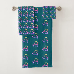 Teal Piano Embellished  Bath Towel Set