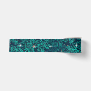 Teal Pine Branches With White Snowflakes Grosgrain Ribbon