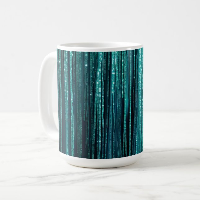Teal Pine Green Tinsel Christmas Coffee Mug (Front Left)