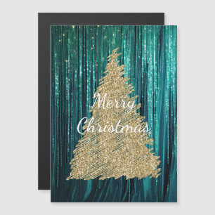 Teal Pine Green Tinsel Gold Christmas Tree