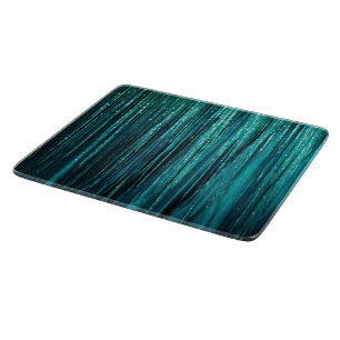 Teal Pine Green Tinsel Gold Christmas Tree Cutting Board