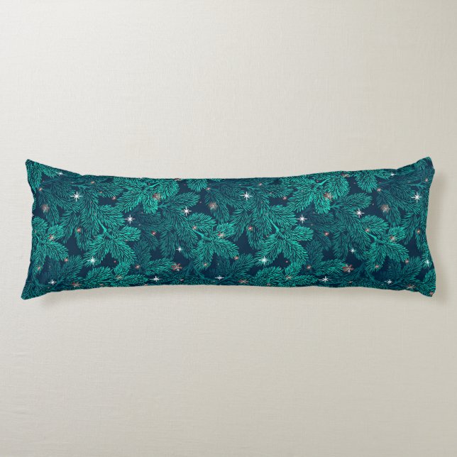 💚 Teal Pine Winter Snowflake Bedroom Decor ❄️ Body Cushion (Front)