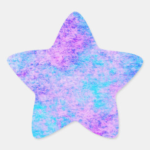 Teal Pink Abstract Design Star Sticker