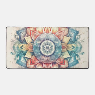 Teal Pink and Orange Mandala Desk Mat