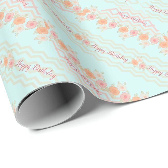 Teal Pink And Peach Wrapping Paper (Roll Corner)