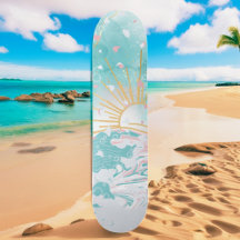 Teal & Pink Beach Coastal Waves Womens Beginner 