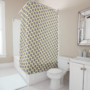 Teal-Pink-Blue Flower Ribbon by Kenneth Yoncich Shower Curtain