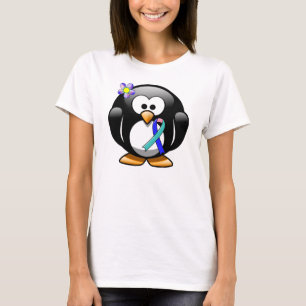 Teal/Pink/Blue Ribbon Penguin T-Shirt