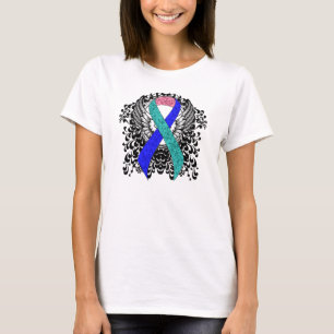 Teal/Pink/Blue Ribbon with Wings T-Shirt