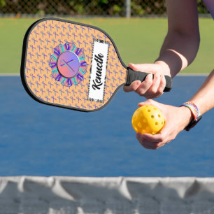 Teal-Pink-Blue Standard Ribbon by Kenneth Yoncich Pickleball Paddle