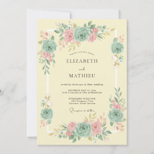 Teal Pink Brilliant Spring Wedding Invitation