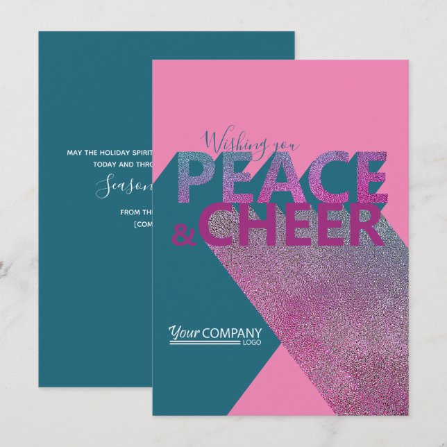 Teal & Pink, Business Holiday Card (Front/Back)